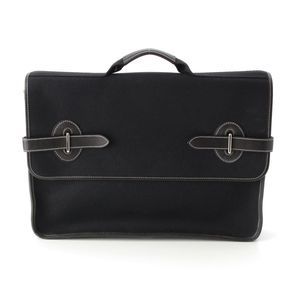 Hermes Buenaventura MM Toile Officier And Calf Leather Handbag Business Bag